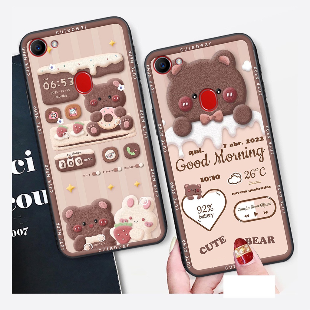 Ốp lưng Oppo F5 / F5 YOUTH / F7 in hình Gấu nâu - hồng, Gấu Be@rick  cực CUTE, DỄ THƯƠNG