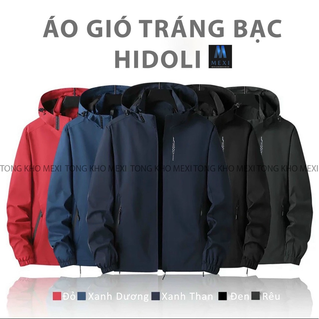 Áo khoác gió nam nữ HiDoli 2 lớp mẫu 2022, áo khoác gió chống nước nam nữ vải tráng bạc lót lưới cao cấp logo in ngực