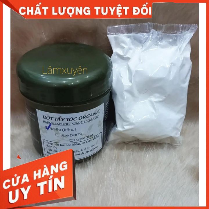 BỘT TẨY TÓC ORGANIC COLLAGEN CAO CẤP 500G  FREESHIP  bột mịn không rát da đầu ít khô sáng đều màu giúp tóc dai và khỏe