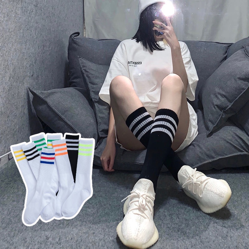 Vớ Ống Dài Đến Đầu Gối Kẻ Sọc Màu Trắng Phong Cách Lolita Hàn Quốc Thời Trang Xuân Hè Dành Cho Học Sinh Nữ