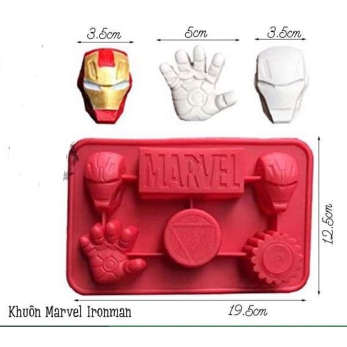 Khuôn silicon siêu nhân Marvel (bàn tay, logo, mặt nạ) làm rau câu 4D, pudding, bánh nướng