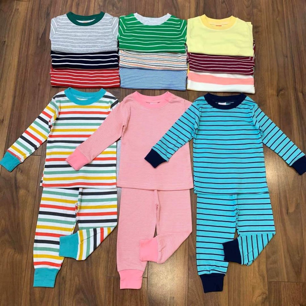 COMBO 02 Bộ Borip Gymboree thun Cotton mềm mịn Cổ tròn Kẻ ngang Dài tay cho bé trai bé gái Hàng loại 1 xuất Hàn