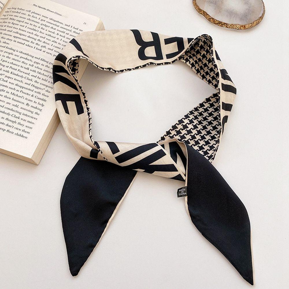 Khăn Quàng Cổ Lụa Trang Trí Họa Tiết Houndstooth Phong Cách Hàn Quốc Đơn Giản Thanh Lịch Dành Cho Nữ
