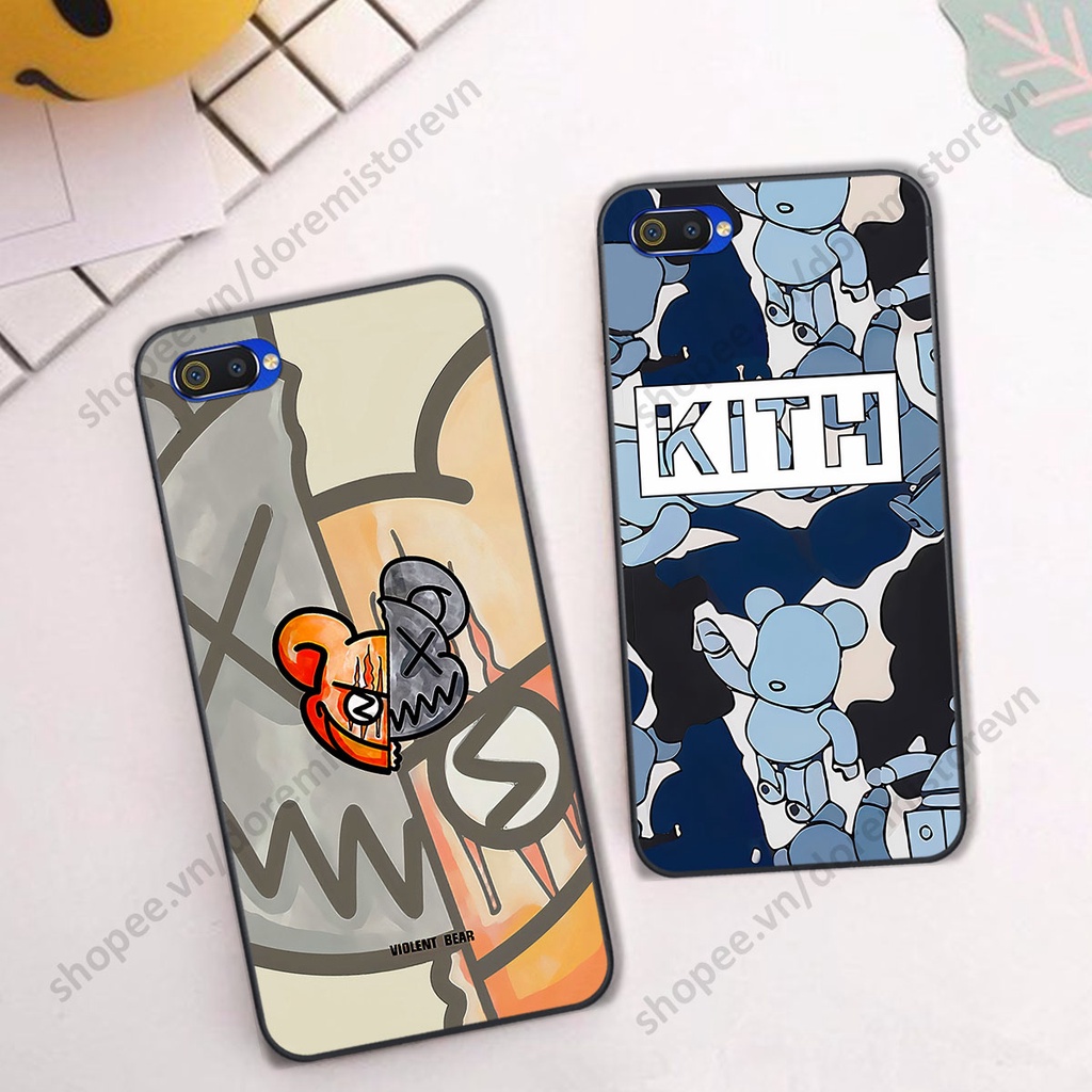 Ốp lưng Realme C1 / C2 hình kaws, kith, bear brick nổi 3D phong cách độc đáo