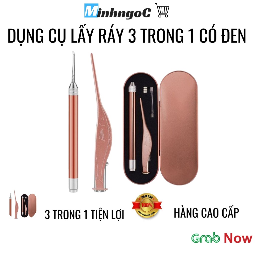 Dụng cụ lấy ráy tai / Bộ lấy ráy tai / Ngoáy tai có đèn 3 trong 1 kèm kẹp siêu tiện  - Siêu Thị Minh Ngọc