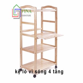 Kệ Đựng Lò Vi Sóng Đa Dụng 4 Tầng Gỗ Tự Nhiên (TN)