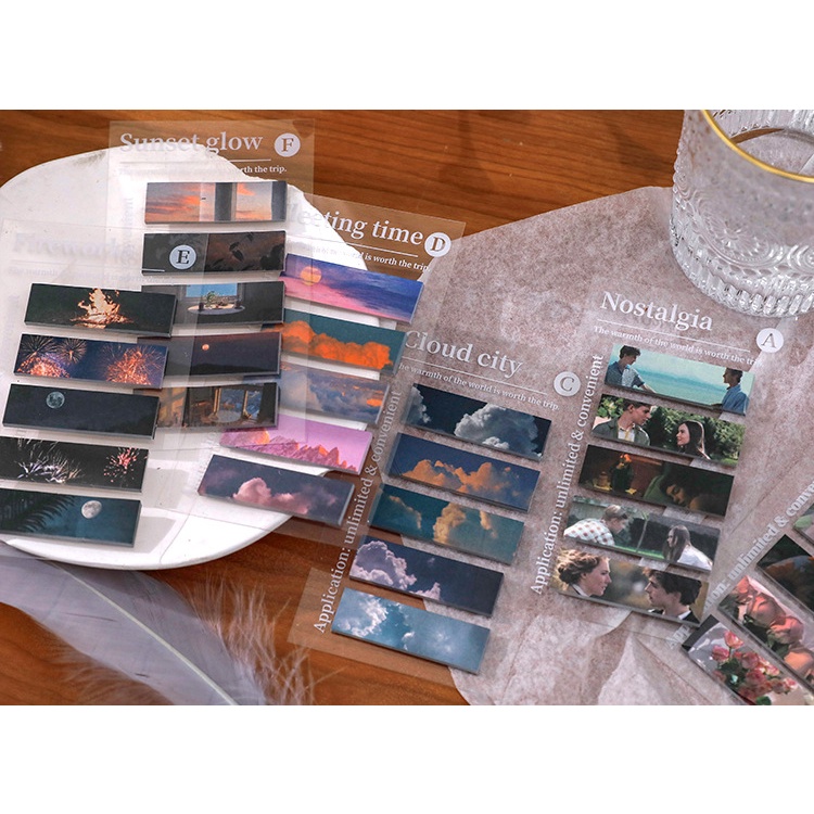 Set 100 Giấy Ghi Chú Mini Hình Phong Cảnh Dễ Thương note