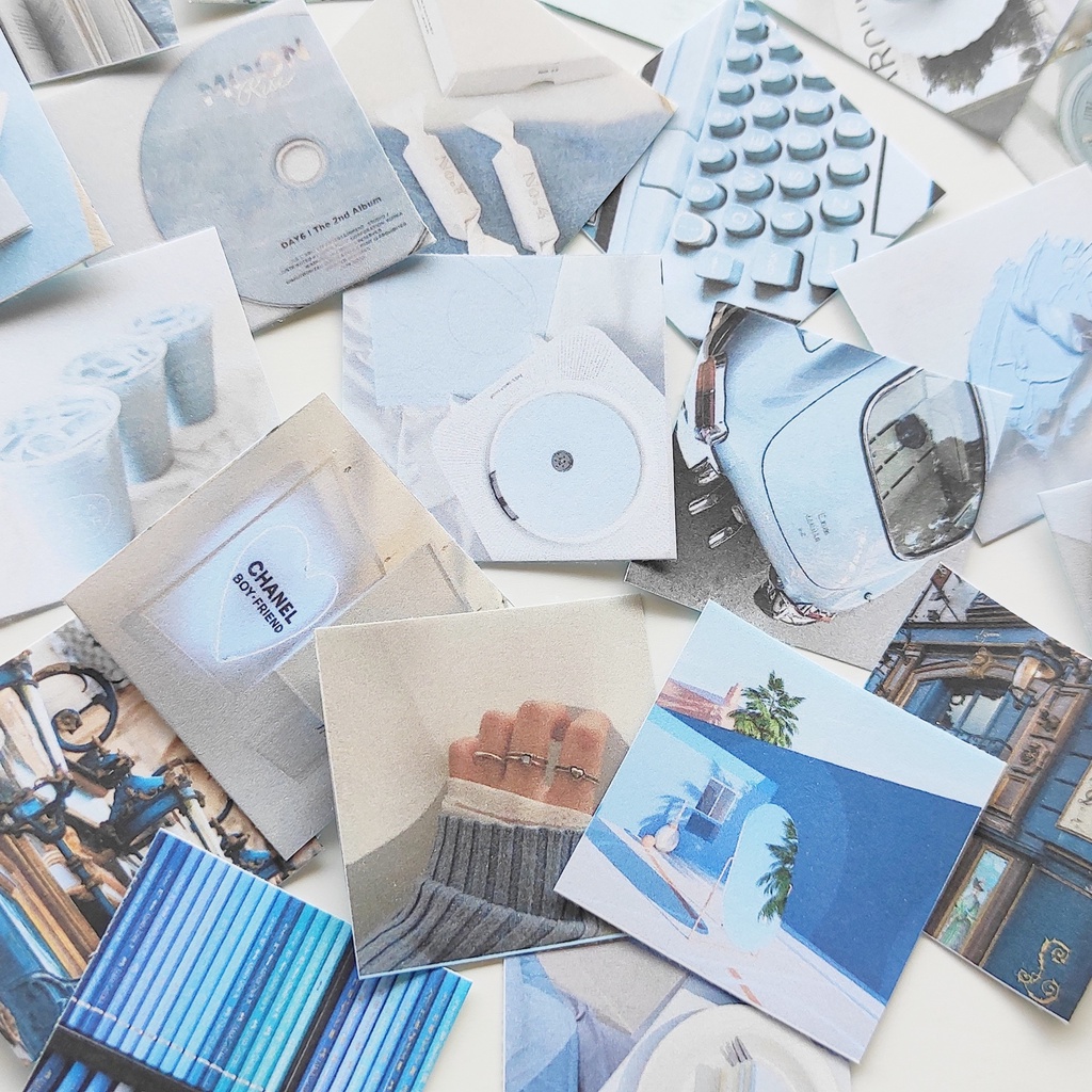 Sticker Blue Pastel Photo Trang Trí Bulletjournal Set 24 Miếng | AIMÉE