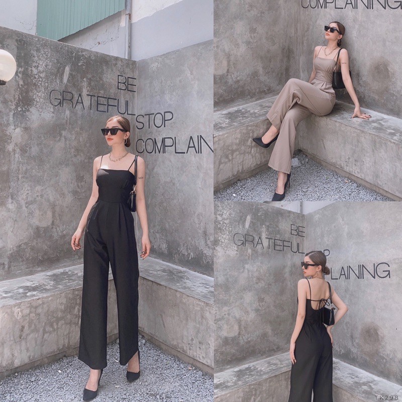 JUMPSUIT THIẾT KẾ 2 dây dáng quần culottes hack dáng sang chảnh