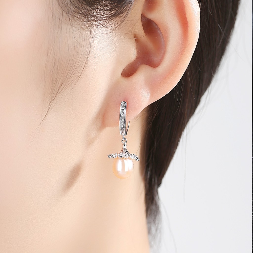Khuyên Tai Bạc Nữ Thời Trang Đính Hạt Ngọc Trai Nuôi Thiên Nhiên Cao Cấp B2348 - Bảo Ngọc Jewelry
