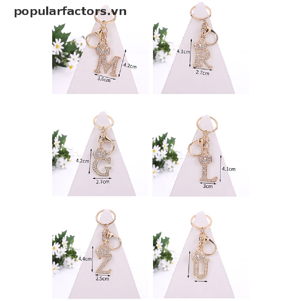 Móc Khóa Hình Vương Miện 26 Chữ Cái Đính Đá Pha Lê Thời Trang