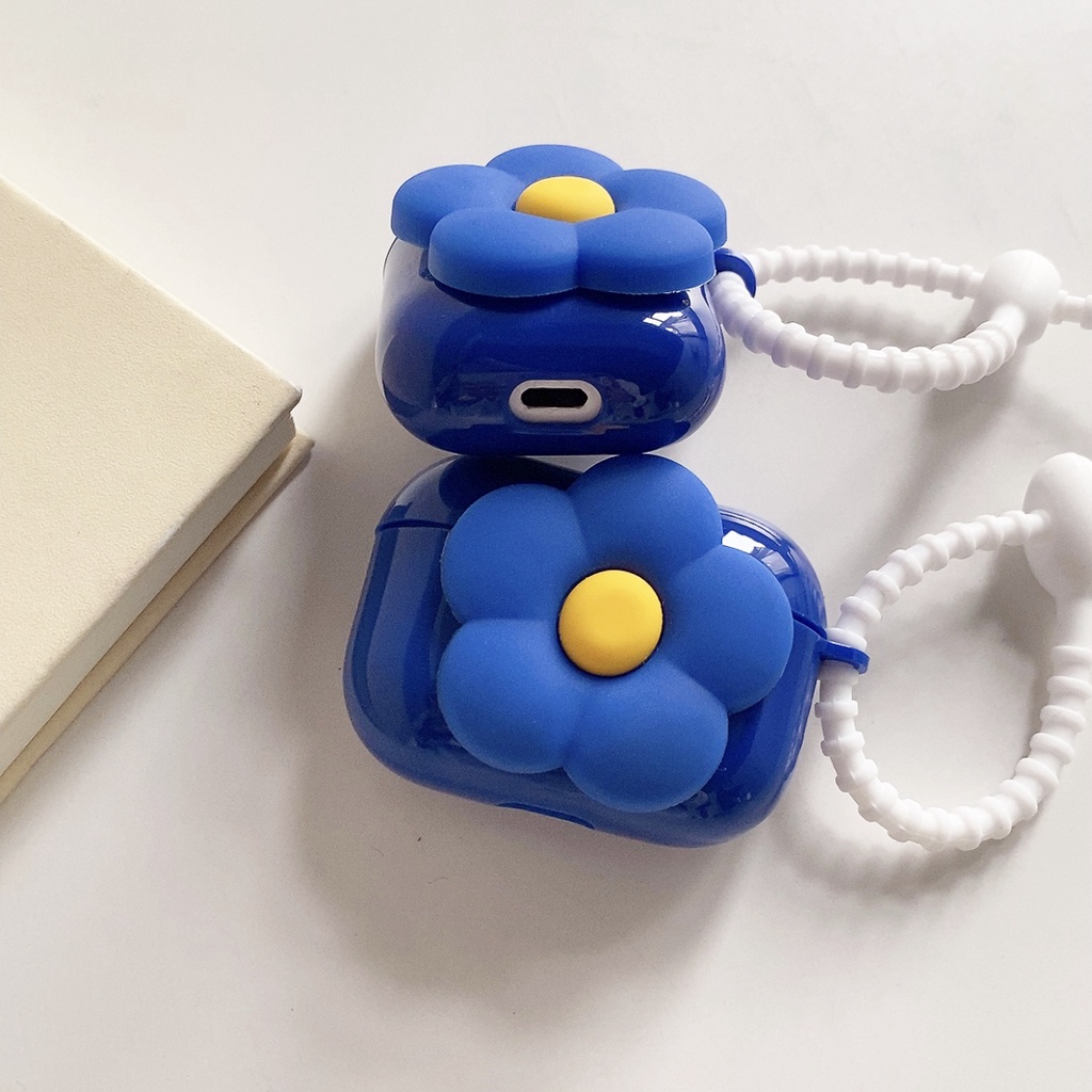 Vỏ bảo vệ hộp sạc tai nghe Airpods 2 /Pro hình hoa xanh dương