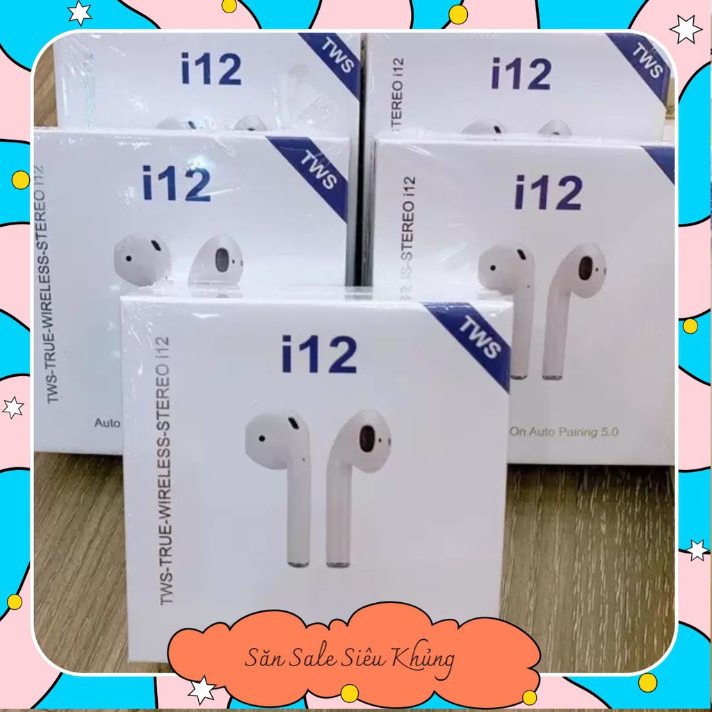 Tai Nghe Bluetooth Chính Hãng I12 Không Dây Nhét Tai Phụ Kiện Tai Nghe Điện Thoại IOS Và Android CựcHay janna.shop5