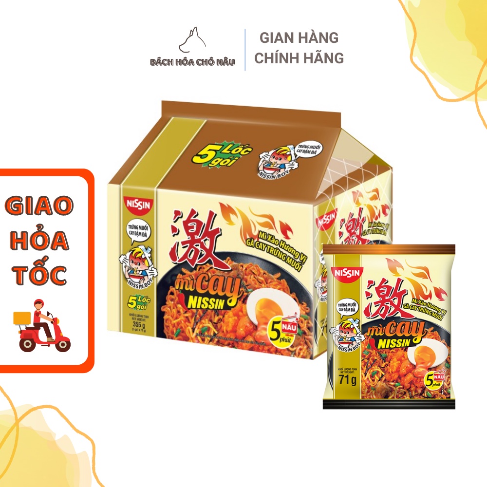 Lốc 5 Gói Mì Cay NISSIN Vị Gà Cay Trứng Muối Hàn Quốc 60g/Gói [Date Mới] [Hàng Chính Hãng]