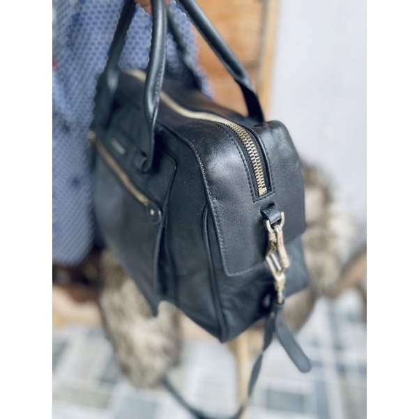 SALE mạnh -  túi si da thật dáng trống vuông hiệu xịn