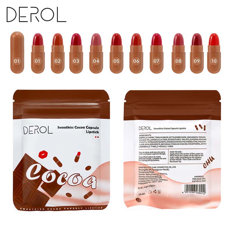 Bộ 10 Thỏi Son Môi Derol Dr-041 Hình Viên Thuốc Độc Đáo