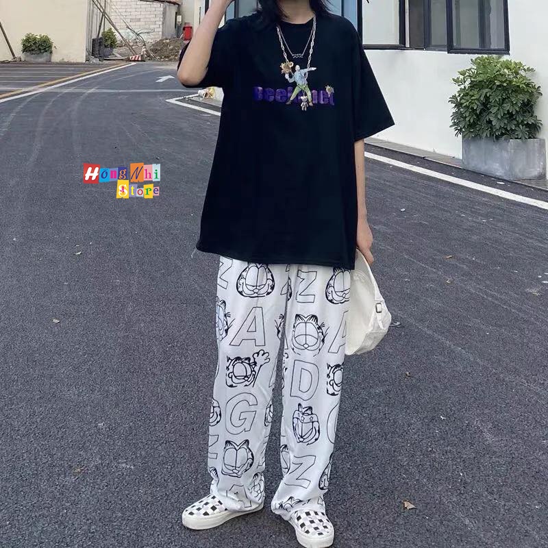 Quần Jogger 3D Con Mèo Ulzzang Unisex Jogger Loang Màu Dây Rút Lai Ống Rộng V2 - MM