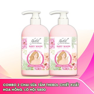 Sữa tắm dưỡng ẩm,trắng da thơm lâu Thebol chiết xuất Hoa Hồng, Lô Hội 580g