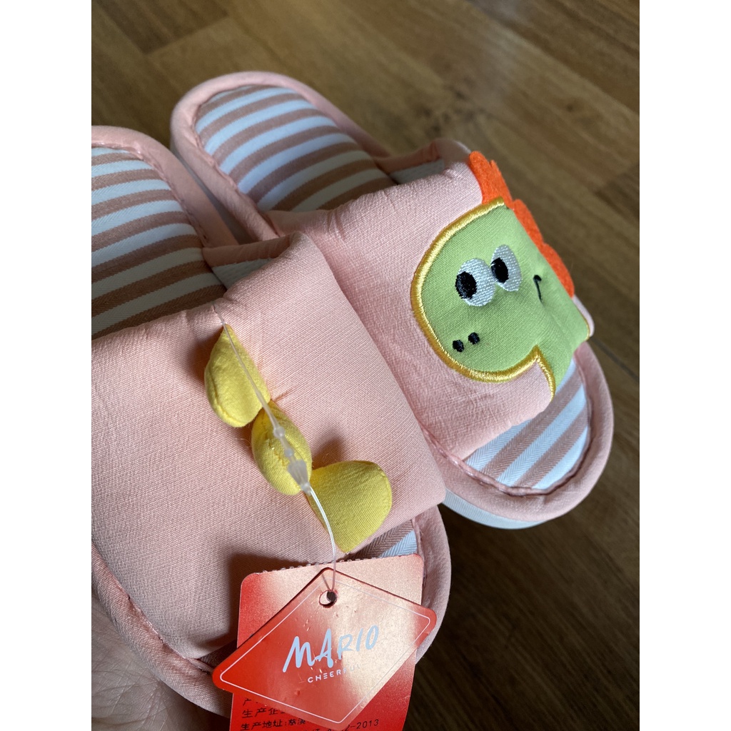 Dép đi trong nhà Mario vải lanh thời trang cho bé dài chân 18cm