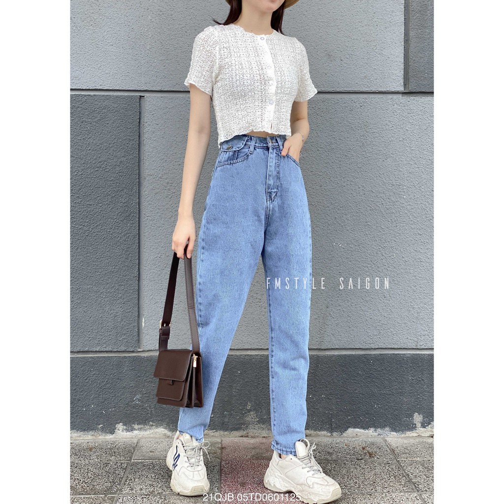 Quần jean baggy nữ trơn lưng cao 1 túi 3025(không co giãn) ulzzang, quần bò thời trang VM STYLE 22QJB03TD0501 | BigBuy360 - bigbuy360.vn