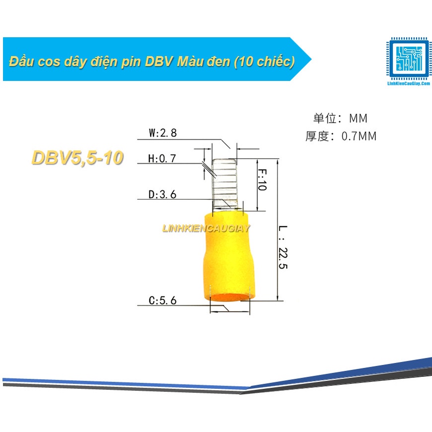 Đầu cos dây điện pin DBV Màu đen (10 chiếc)