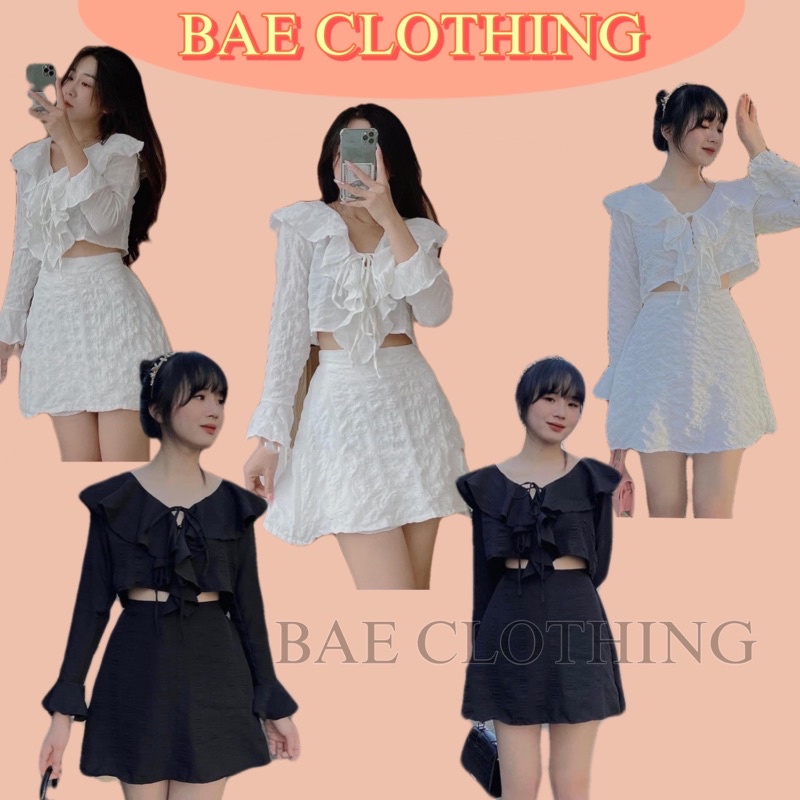 SET ĐỒ TUTI SET gồm áo croptop tay dài và chân váy ngắn