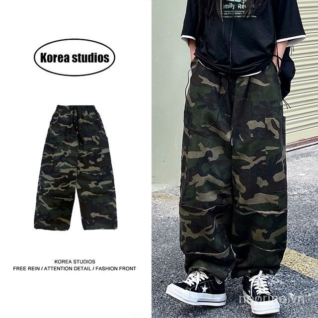 Quần dài ống rộng họa tiết rằn ri phong cách hip hop đường phố thời trang dành cho nam và nữ