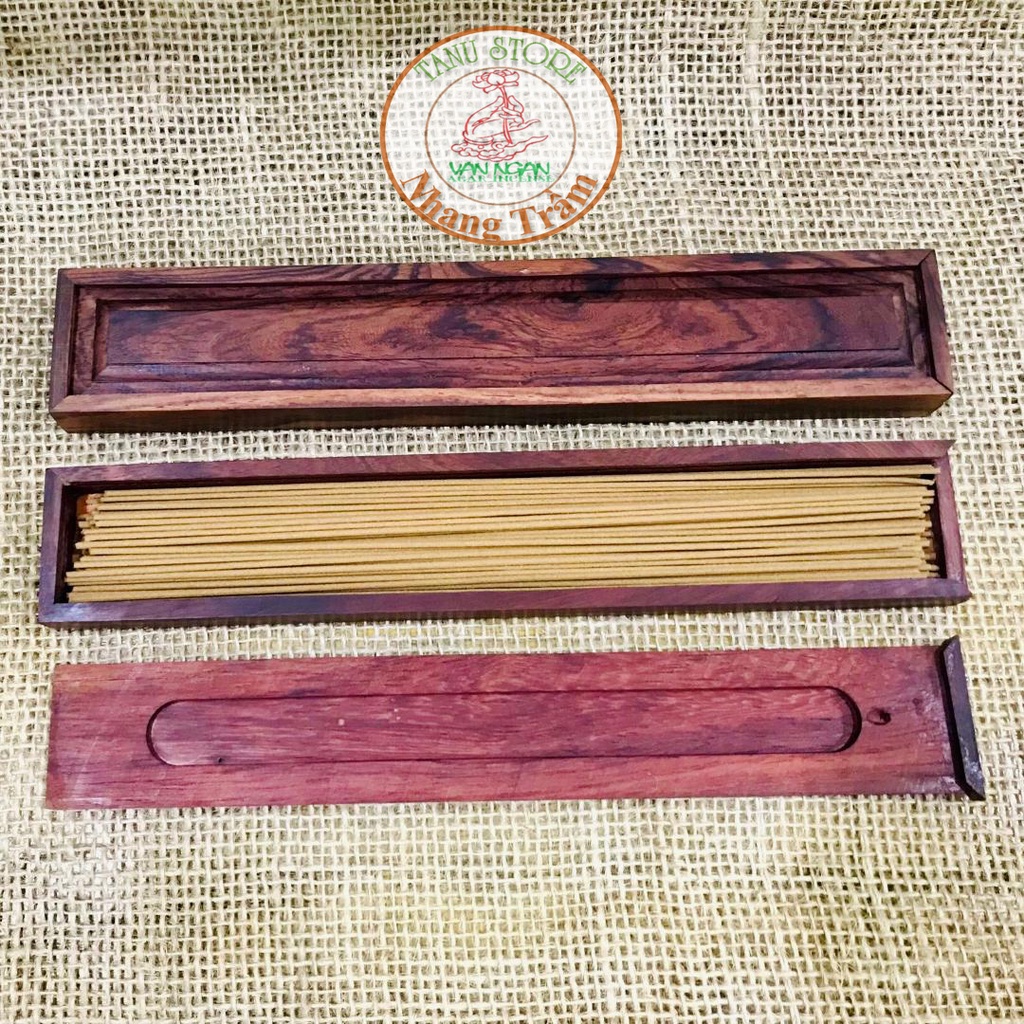 Hộp gỗ 2 chức năng bằng gỗ Hương- vừa bảo quản nhang trầm vừa dùng cắm đốt nhang trầm- Tanu Store