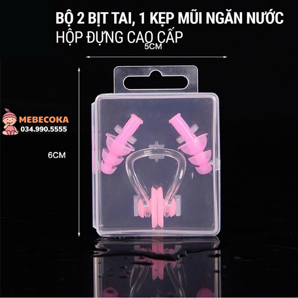 Bịt tai kẹp mũi ngăn nước khi bơi lội, sử dụng cùng kính bơi mũ bơi nón bơi