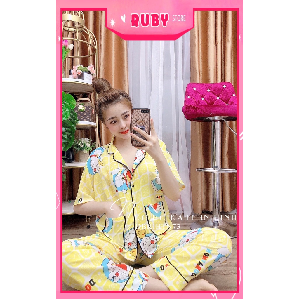 Đồ bộ phom to cho nữ mặc nhà chất kate mềm mịn in hình doremon hoạt hình dễ thương DBKIHTN73