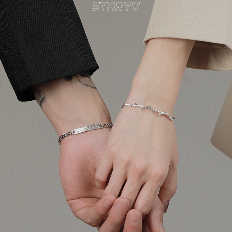 Vòng tay bằng bạc S925 thiết kế đơn giản thời trang cho cặp đôi