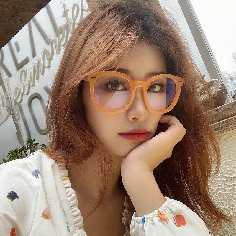 Kính giả cận gọng tròn cute phong cách Hàn Quốc, mắt kính không độ chống tia UV đẹp giá rẻ EMOJI 063