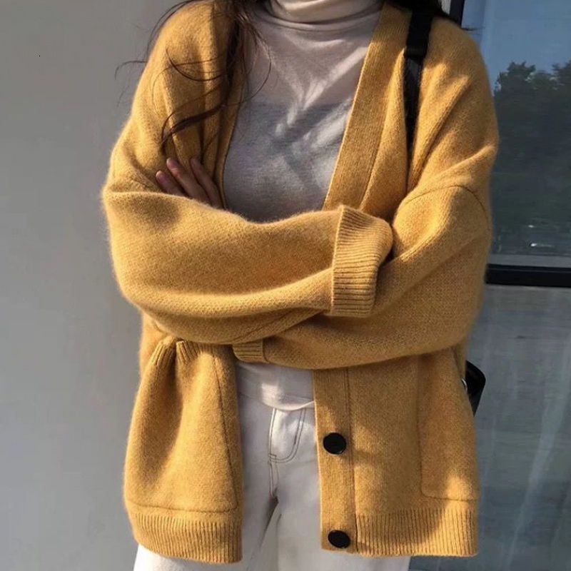 Áo khoác cardigan dệt kim tay dài màu trơn thiết kế thanh lịch cho nữ