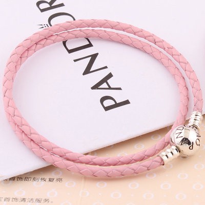 Vòng Tay Dây Da Bò Mạ Bạc 925 Đính Hạt Xinh Xắn