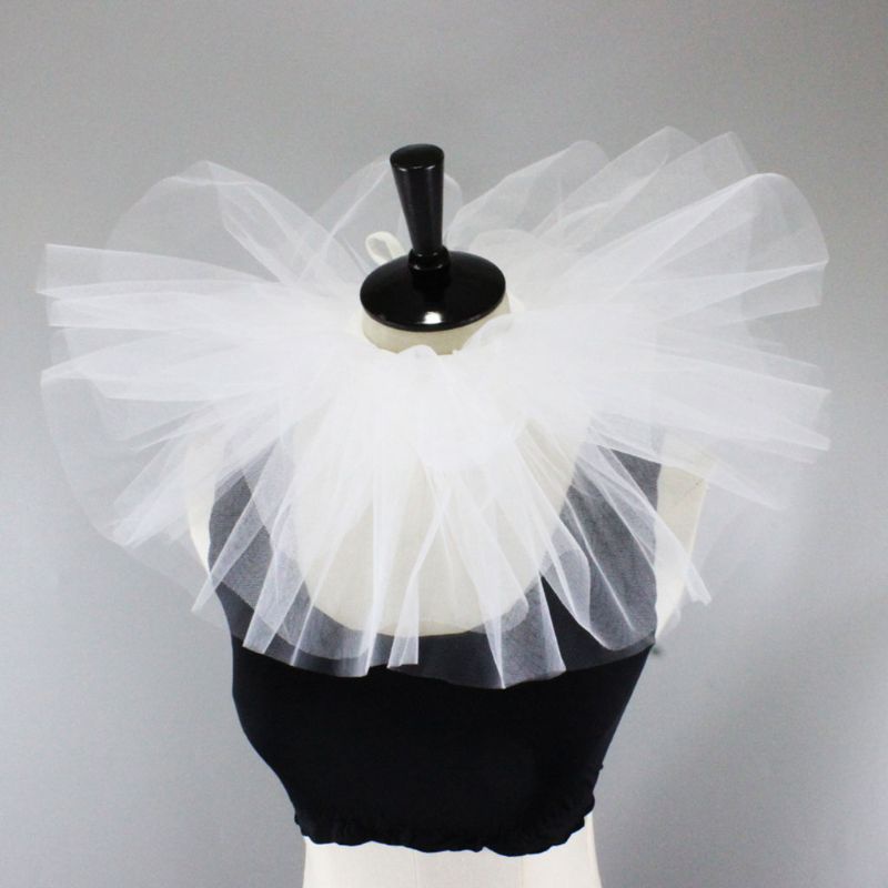 Vòng Cổ Vải Tuyn Phối Lưới Có Thể Tháo Rời Hóa Trang Chú Hề Phong Cách Phục Hưng Cho Halloween