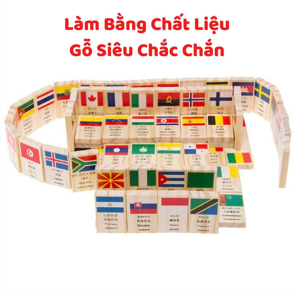 Domino 100 Lá Cờ Quốc Gia Các Nước Trên Thế Giới Bằng Gỗ Cho Bé Học Vừa Học Vừa Chơi, Shop Mẹ Mốc ,DMLC