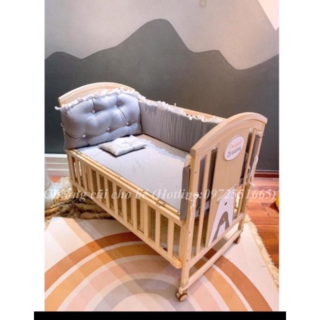 Quây ga thiết kế cho nôi cũi, chất cotton lụa cao cấp