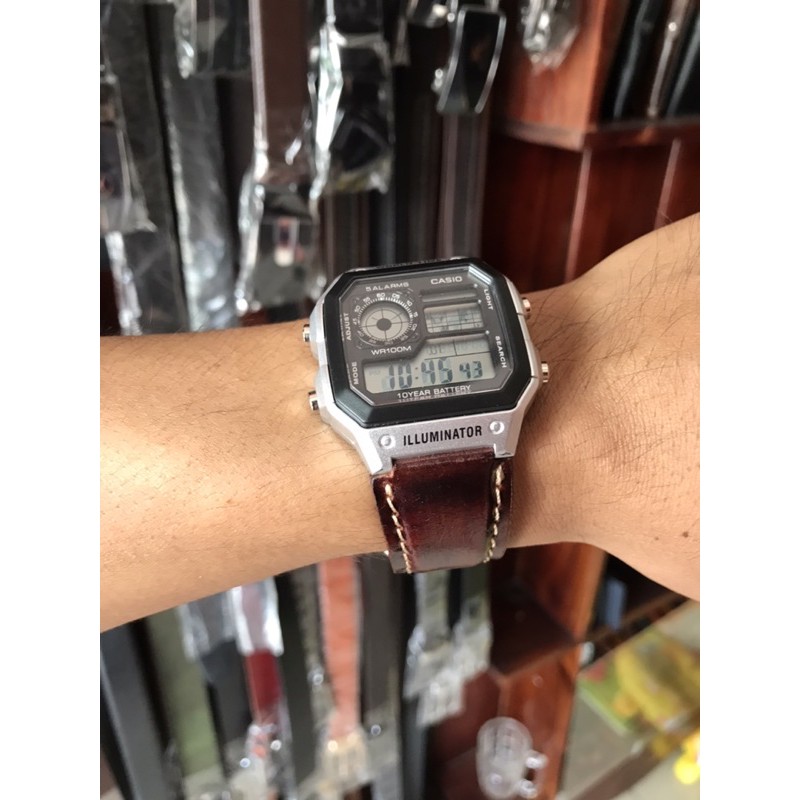 Dây da đồng hồ casio ae 1200 whd