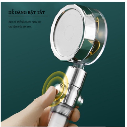 Vòi sen tăng áp cánh quạt đầu xoay 360 độ có hai nút nhấn