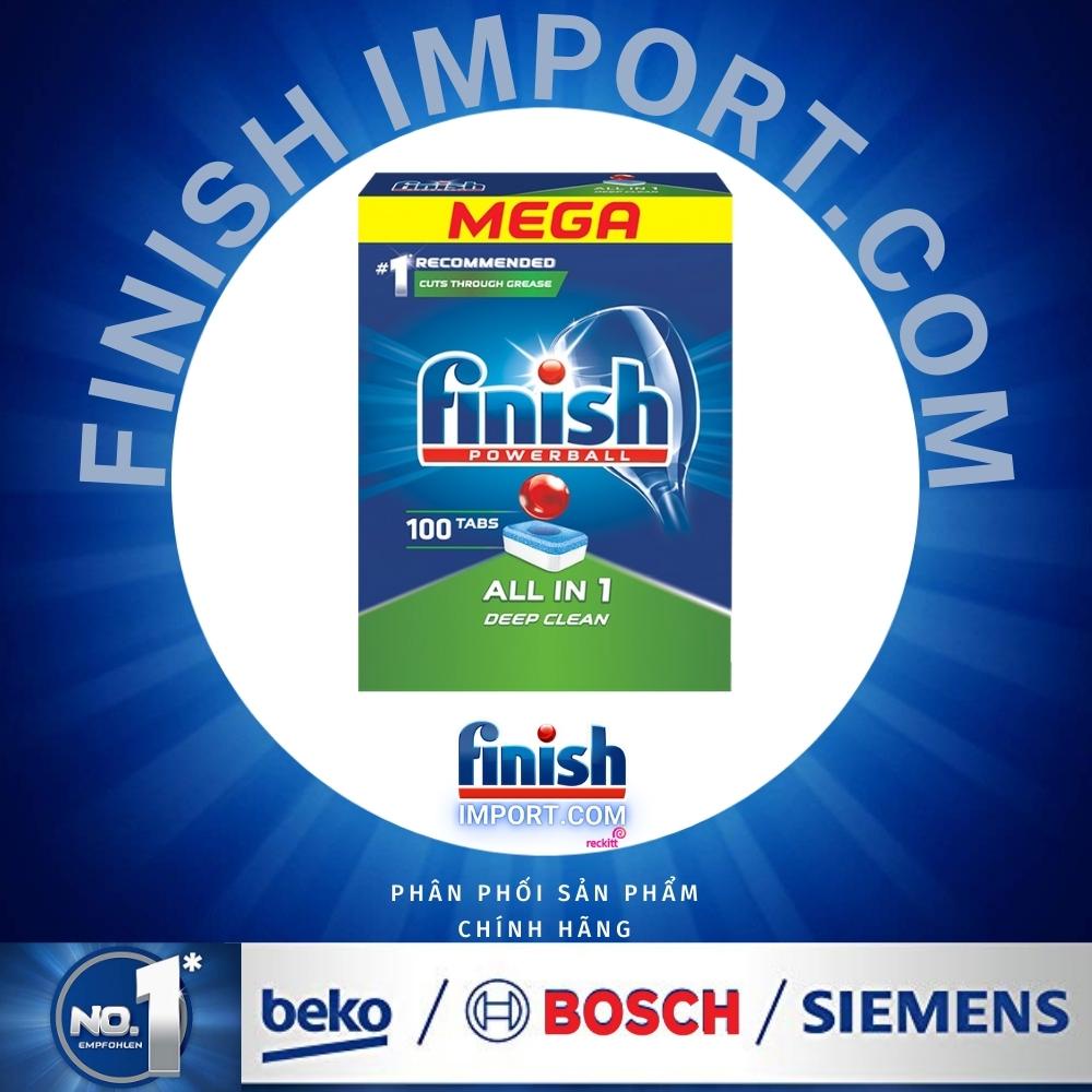 Viên rửa chén bát Finish All In 1 cho máy rửa bát 100 viên/hộp MEGA ALL IN 1 dành cho máy rửa chén bát gia đình Châu Âu