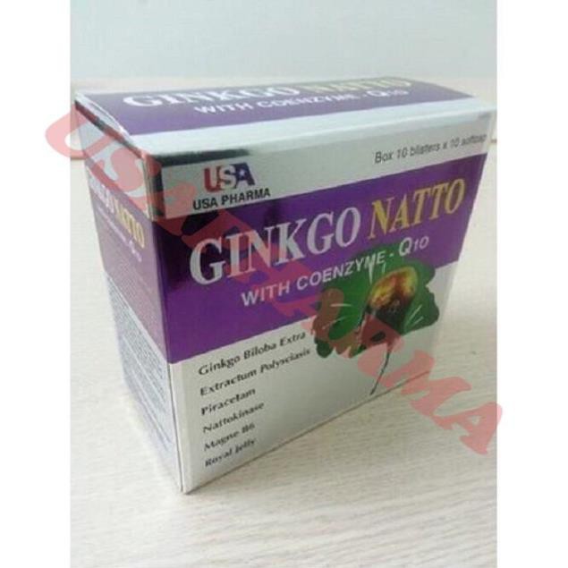Viên uống bổ não Ginko Natto Q10 USA giúp tăng cường trí nhớ, hỗ trợ tuần hoàn máu não - Hộp 100 viên