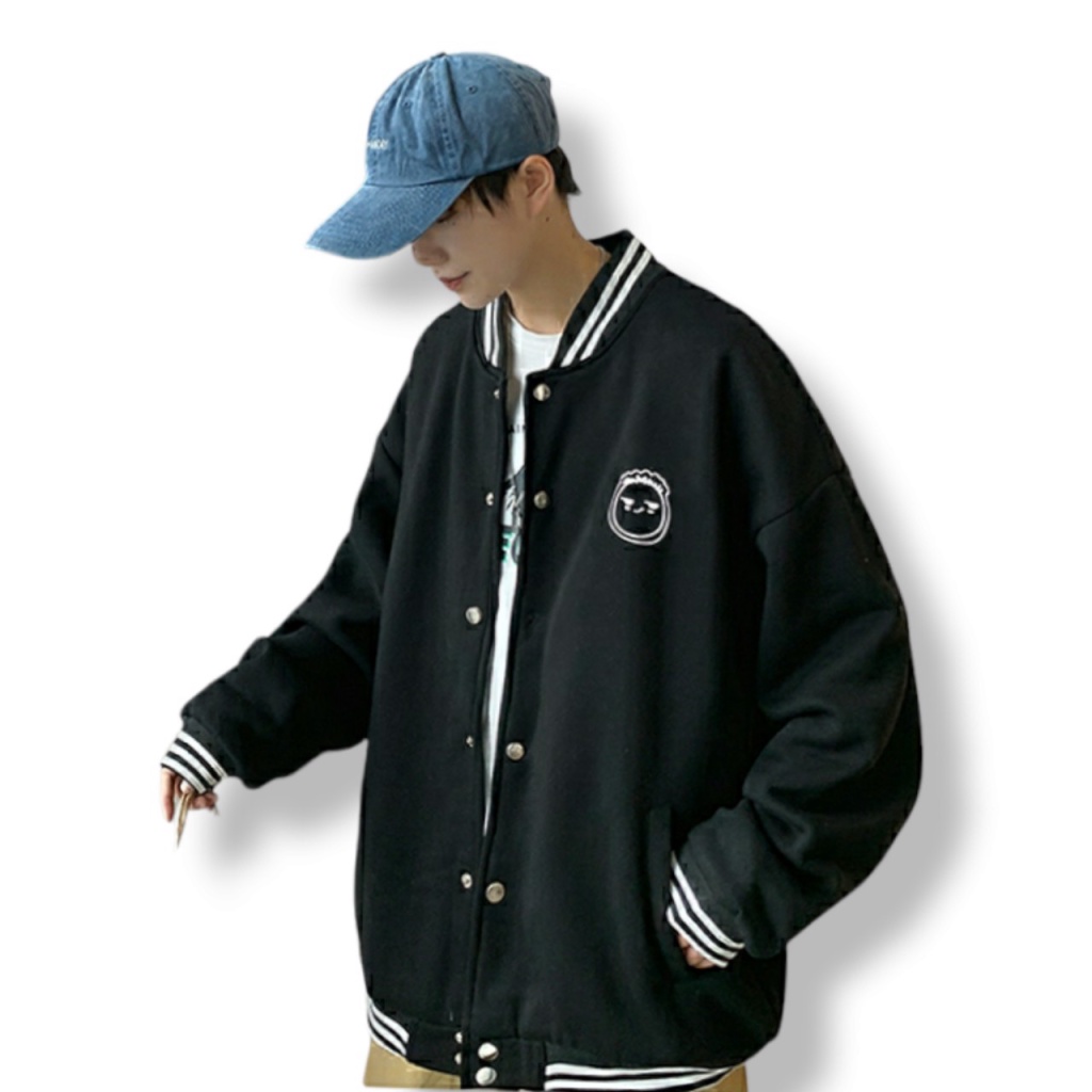 Áo khoác hoodie &amp; sweater kiểu Cardigan Nam Nữ form rộng Họa Tiết Thêu hình chất vải thun nỉ ngoại mềm mịn dễ thương - Đ