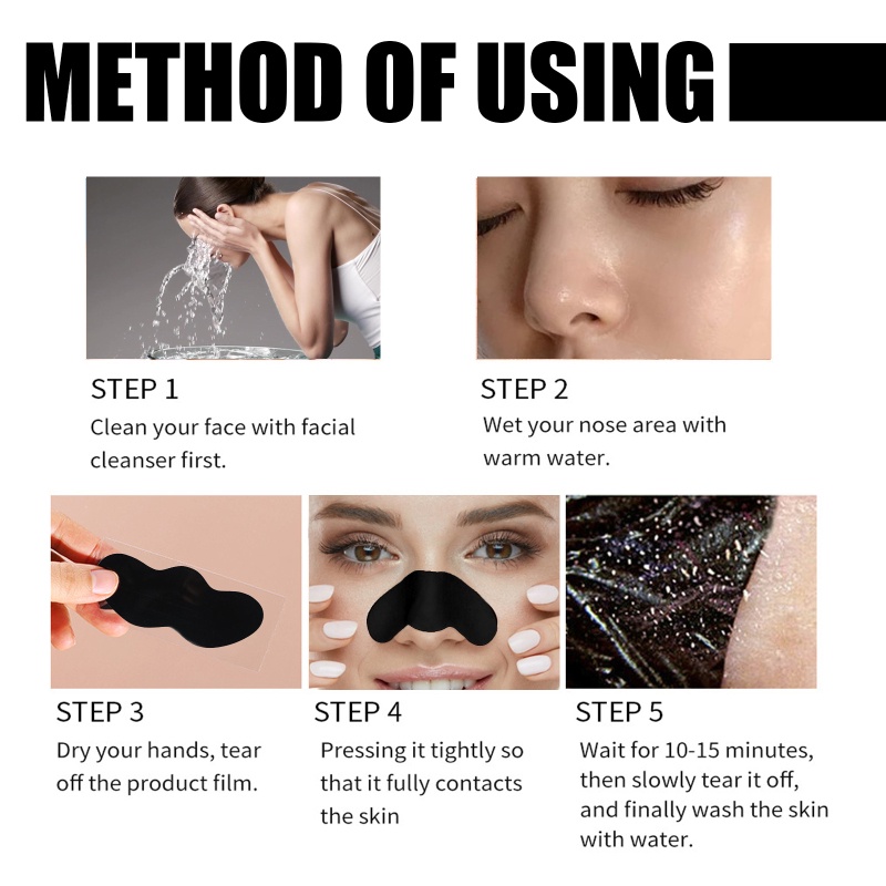 EELHOE 10 Miếng Mặt Nạ Lột Mụn Đầu Đen Than Tre Mặt Nạ Điều Trị Mụn Đầu Đen Miếng Dán Mũi Miếng Dán Làm Sạch Sâu Lỗ Chân Lông Mũi Miếng Dán Mũi-Ampere