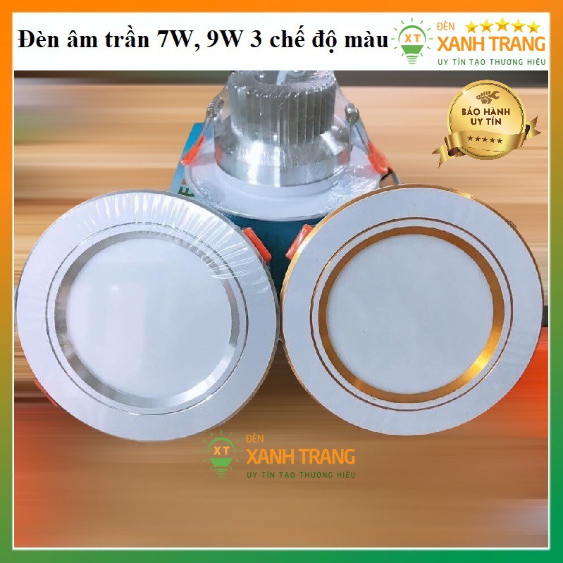 [Đế NHÔM tản nhiệt] Đèn Led Âm Trần 7W, 9W 3 chế độ màu, âm trần siêu mỏng 6W 1 màu