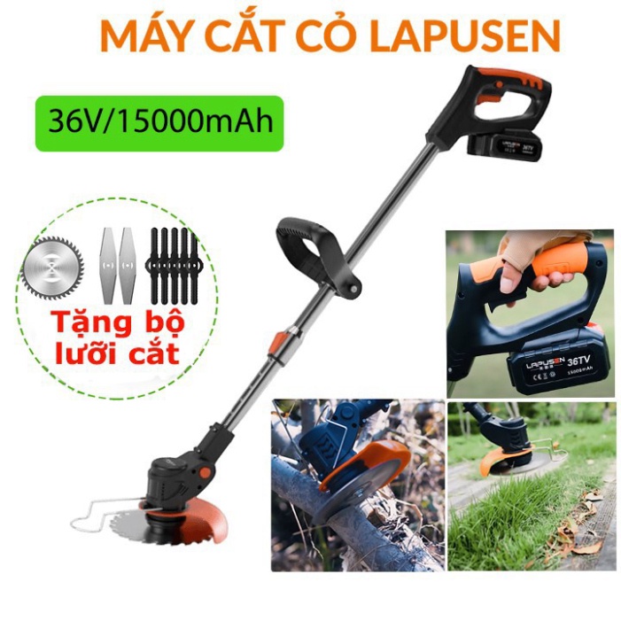 (Kèm 8 lưỡi)  Máy cắt cỏ, tỉa cành cầm tay LAPUSEN  Bảo hành 06 tháng, pin 10cell