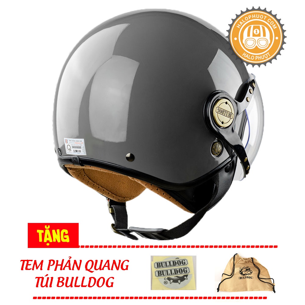Mũ bảo hiểm 3/4 Bulldog POM Xám