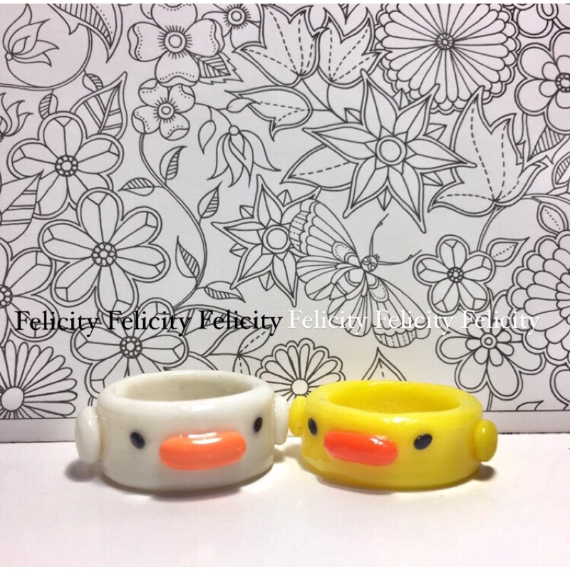 nhẫn handmade làm từ đất sét nhật-clayrings, nhẫn hình con vịt