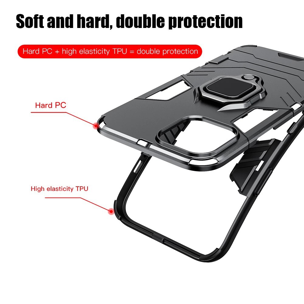 Ốp Điện Thoại Chống Sốc Có Nhẫn Đỡ Xỏ Ngón Tay Cho iPhone 11 12 12 Pro Max