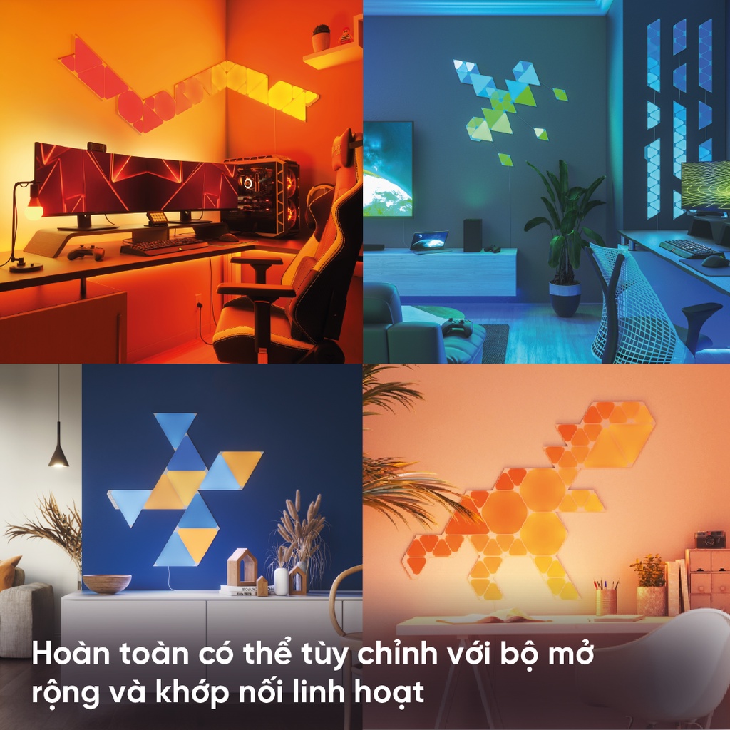 Đèn LED RGB lắp ghép thông minh Nanoleaf Shapes Tam Giác 9 ô đèn