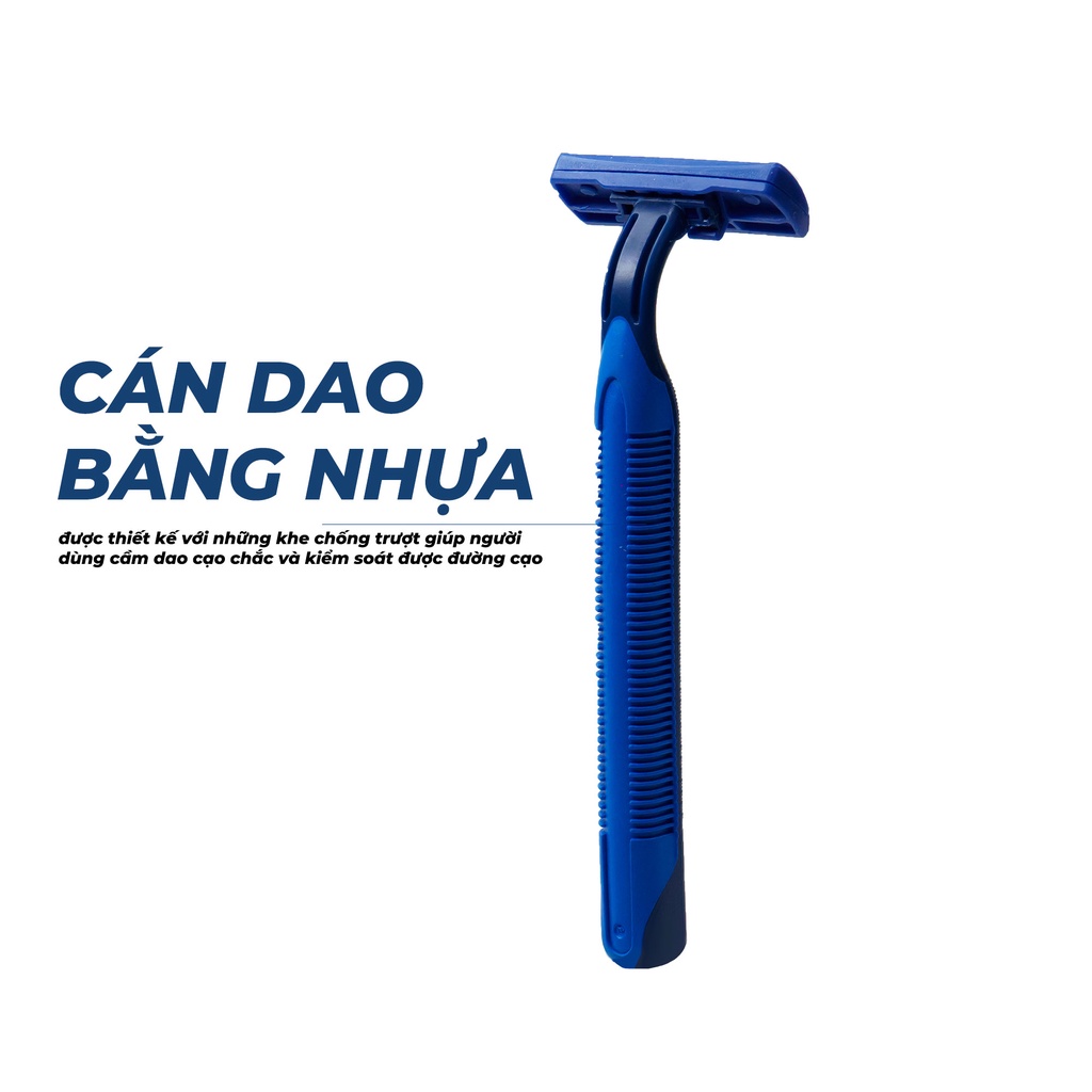 Bịch 6 Cây Dạo Cao Râu Nam Euromax xanh VIP Cán Nhựa 2 Lưỡi